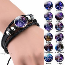 Load image into Gallery viewer, Black Button Woven Leather Bracelet