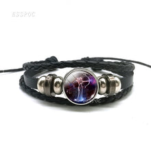 Load image into Gallery viewer, Black Button Woven Leather Bracelet