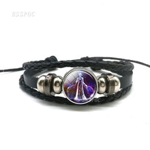 Load image into Gallery viewer, Black Button Woven Leather Bracelet