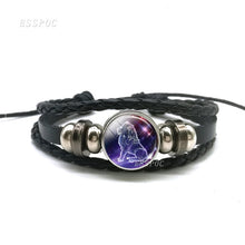Load image into Gallery viewer, Black Button Woven Leather Bracelet