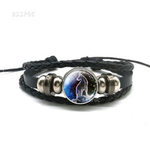 Load image into Gallery viewer, Black Button Woven Leather Bracelet