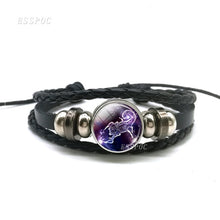 Load image into Gallery viewer, Black Button Woven Leather Bracelet