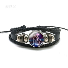Load image into Gallery viewer, Black Button Woven Leather Bracelet