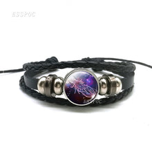 Load image into Gallery viewer, Black Button Woven Leather Bracelet