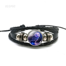 Load image into Gallery viewer, Black Button Woven Leather Bracelet