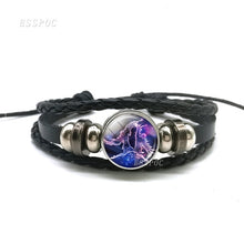 Load image into Gallery viewer, Black Button Woven Leather Bracelet