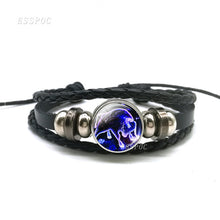 Load image into Gallery viewer, Black Button Woven Leather Bracelet