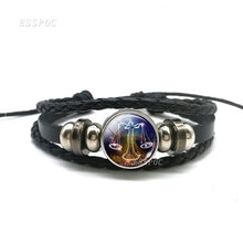 Load image into Gallery viewer, Black Button Woven Leather Bracelet